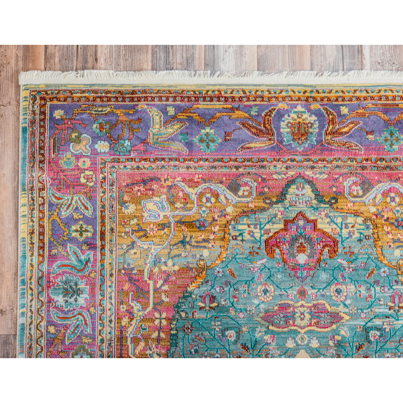 Bungalow Rose Lonerock Aqua/Pink Area Rug & Reviews Wayfair